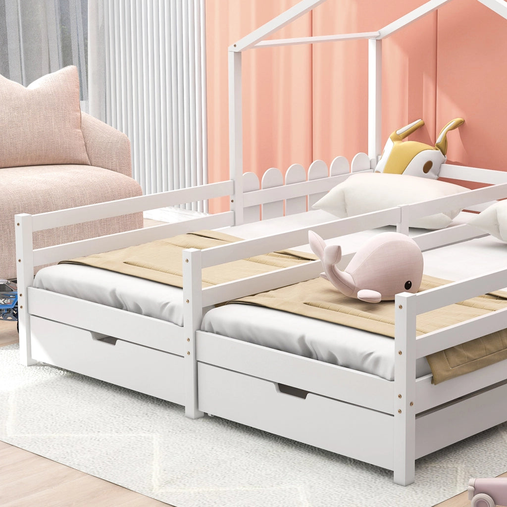 Letto a castello bianco con funzione letto doppio e singolo 200x90cm