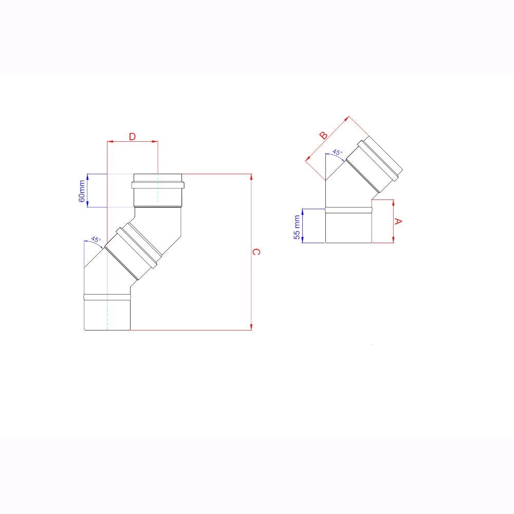 Gomito 45° per Stufa a Pellet Acciaio rivestito con smalto porcellanato 10 ⌀ cm - PN1004