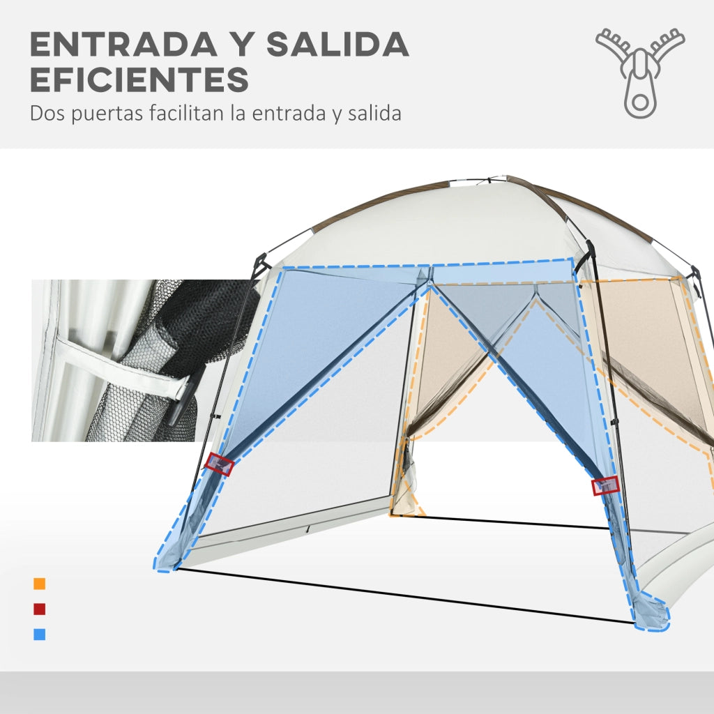 Tenda da giardino 3x3 m ¨C zephmum ¨C bianco con 4 zanzariere e 2 porte