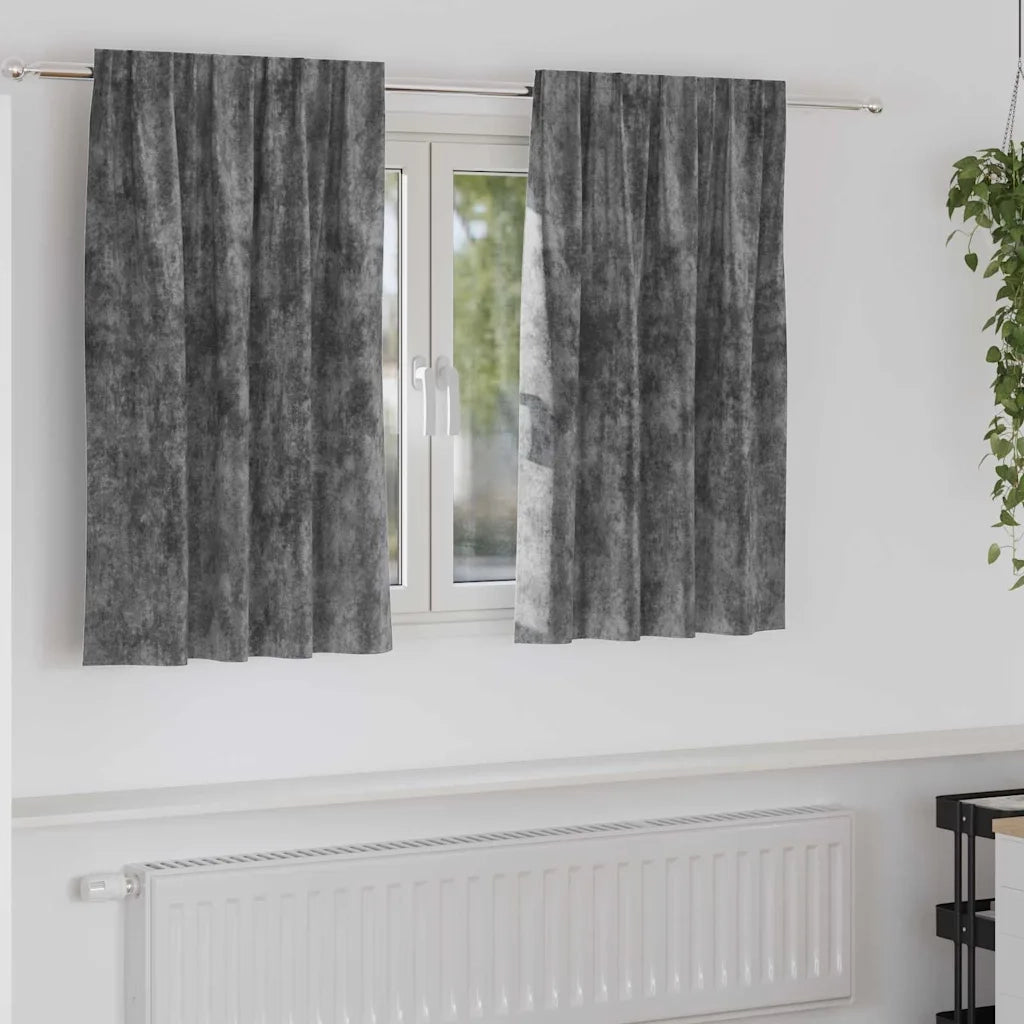 Tende in Velluto con tende 2 pz Grigio 140 x 140 cm Velluto