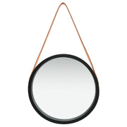 Specchio da Parete con Cinghia 40 cm Nero 320363