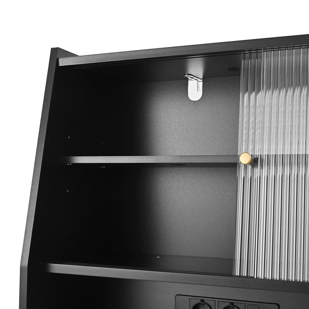 Armadio alto con prese elettriche e pannello forato - Xylo - Porta-bicchieri e spazio di stoccaggio