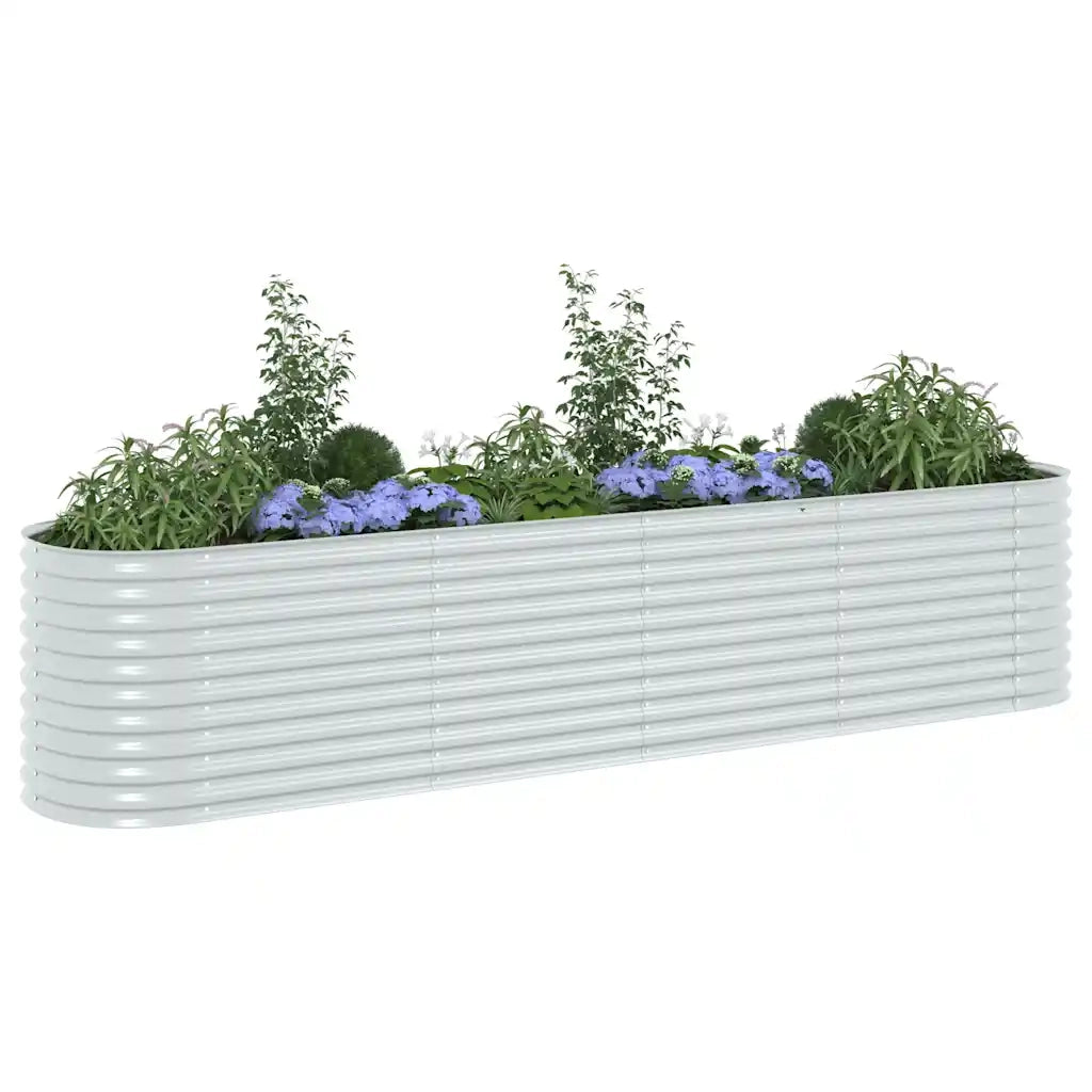 Letto Rialzato Giardino 400x80x81 cm in Acciaio Zincato Argento 45511