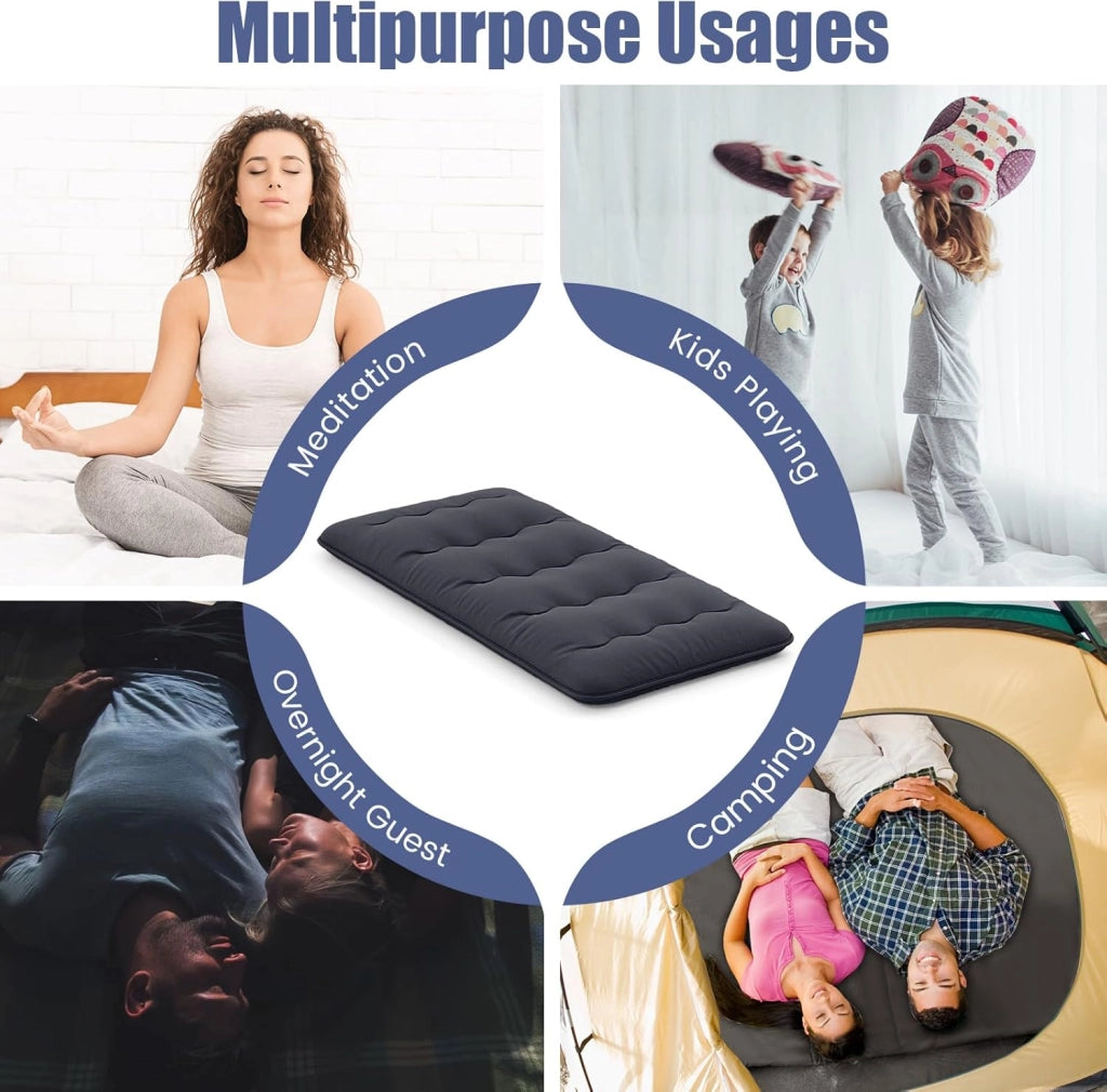 Materasso da pavimento 90 x 200 cm, Futon Giapponese, Tatami, pieghevole e portatile, con borsa per il trasporto e rivestimento rimovibile, per camera degli ospiti, camera da letto