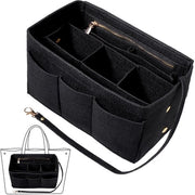 Organizzatore per borsa a mano - più compartimenti - cerniere - anello per chiave - organizzatore per borsa a mano - nero - M