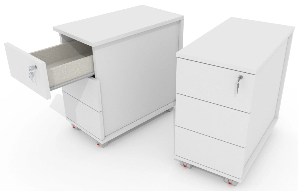 Cassettiera su ruote in melaminico con 3 cassetti cm. 33/45x58x55h