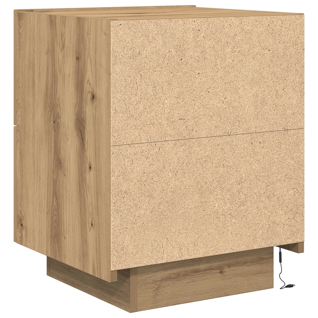 Comodini con Luci LED 2 pezzi Rovere Artigianale 45x40x55 cm