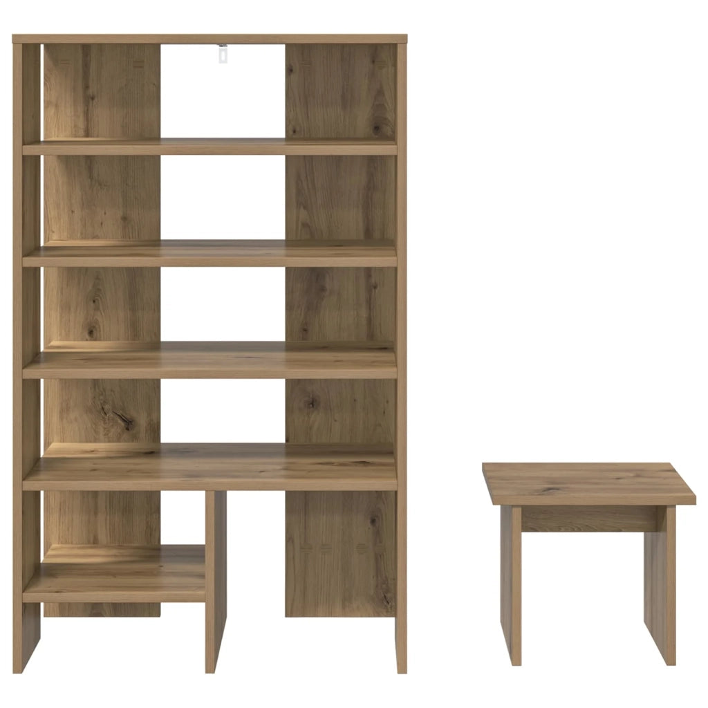 Mobile per scarpe 2 pz-Set di 2 Scarpiera Rovere artigianale Legno multistrato