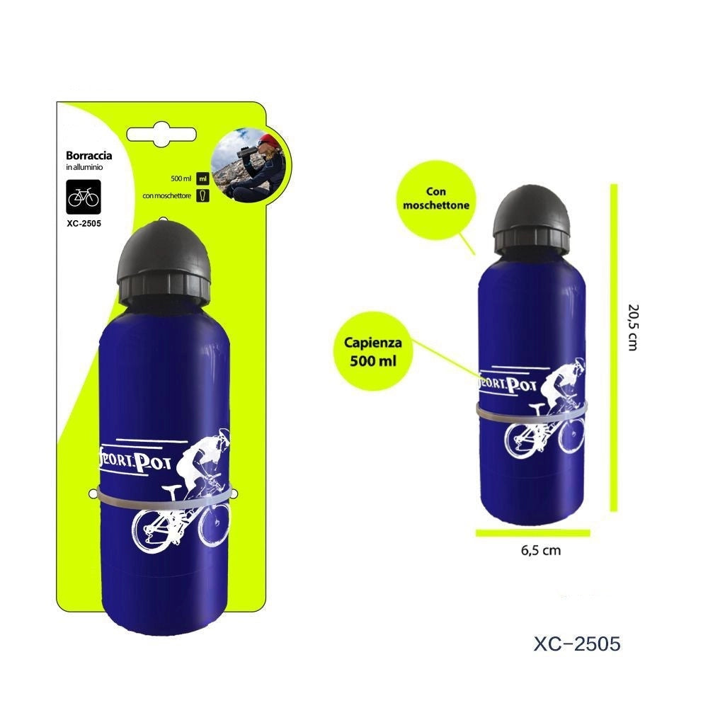 Trade Shop - Borraccia In Alluminio Con Beccuccio Retraibile Tappo Antipolvere 500 Ml Xc-2505 -