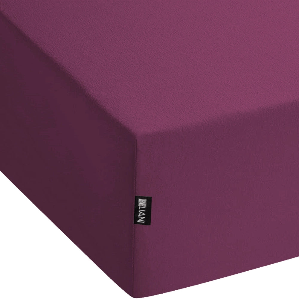 Lenzuolo con angoli cotone bordeaux 90 x 200 cm con bordi elastici modello classico a tinta unita camera da letto classica