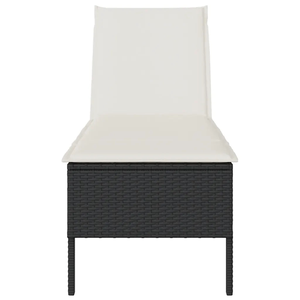 Lettino Prendisole | Sdraio da giardino | Lettino da sole con Cuscino Nero 55x200x44 cm in Polyrattan