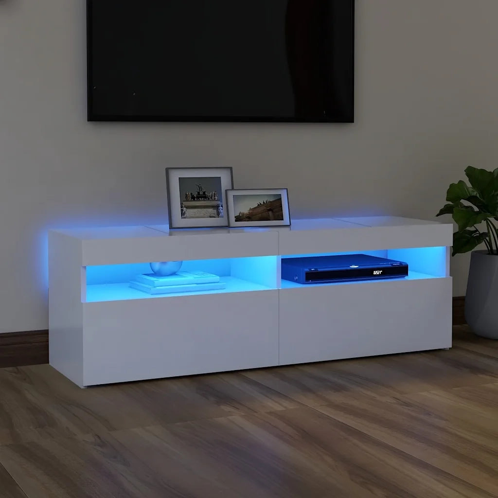 Mobile TV | Armadietto TV | Mobile Porta TV con Luci LED Bianco 120x35x40 cm