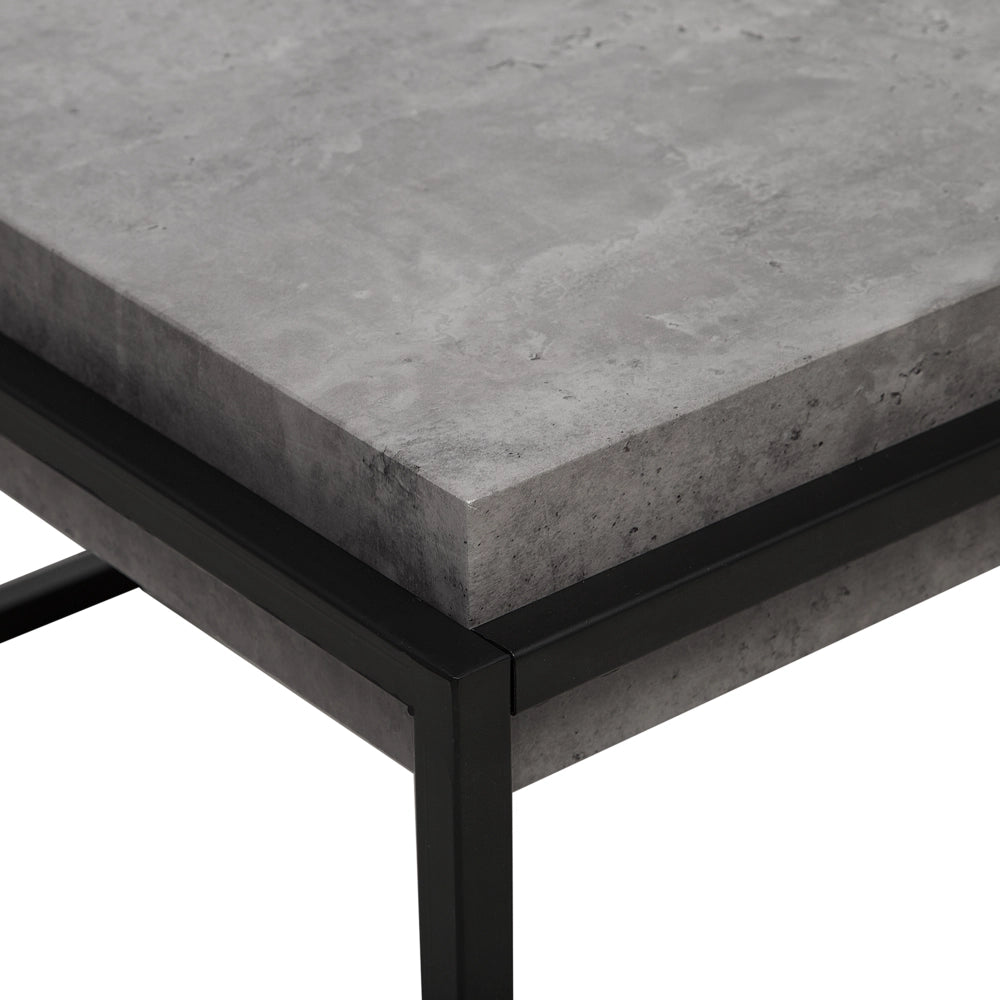 Tavolino da caffè Piano Effetto Cemento Grigio Struttura in Metallo Nero 104 x 64 cm Rettangolare Soggiorno Industriale