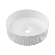 Lavabo da appoggio rotondo 36 cm in ceramica bianca lucida