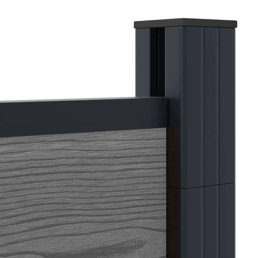 Set di Recinzione 619 x 186 cm WPC e Alluminio Grigio 3429404