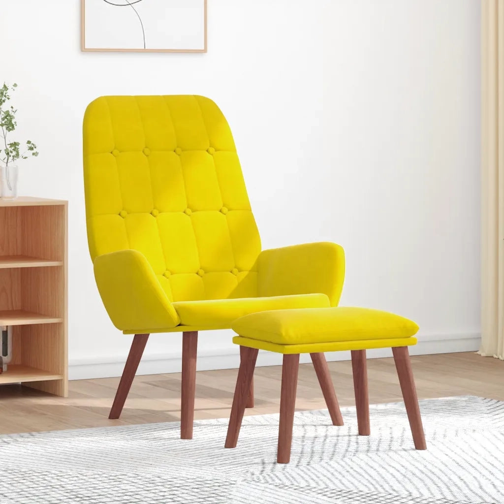 Divano Sedia-Poltrona Relax con Poggiapiedi Giallo in Velluto 680862