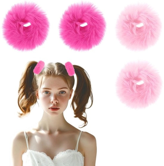 Accessori capelli per bambine 4 pezzi - Fascia capelli rosa morbida - Fascia capelli morbida per bambine - Accessori capelli per bambine - Diametro 10cm/3.93 pollici - Adatto per bambine - Accessorio capelli