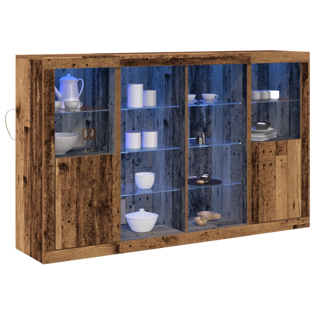 Credenza  con Luci LED Legno Antico 163x37x100 cm Legno Recuperato