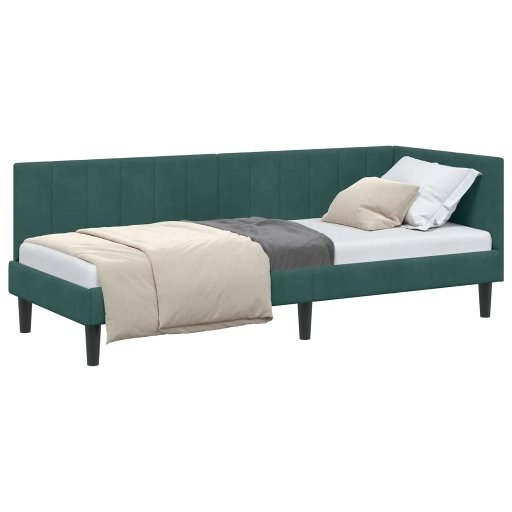 Cornice del letto ad angolo Verde Scuro 80 cm x 200 cm Velluto 42016330