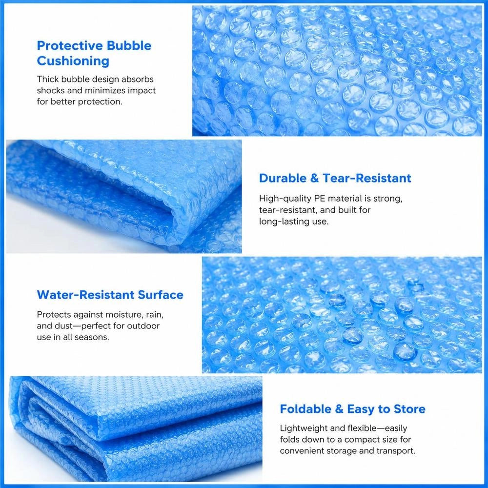 Floating Round PE Pool Solar Cover 455 Cm Blue