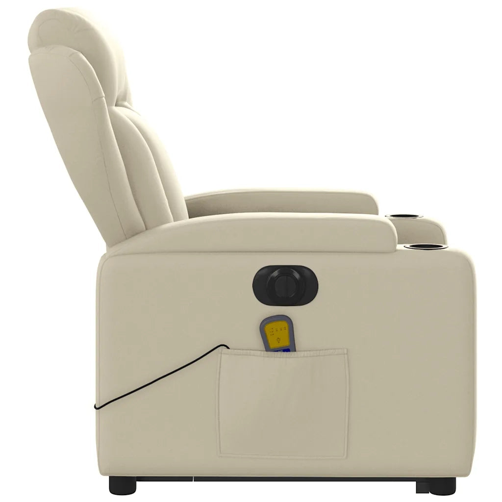Poltrona Alzapersona Elettrica Reclinabile Crema in Similpelle 3204566