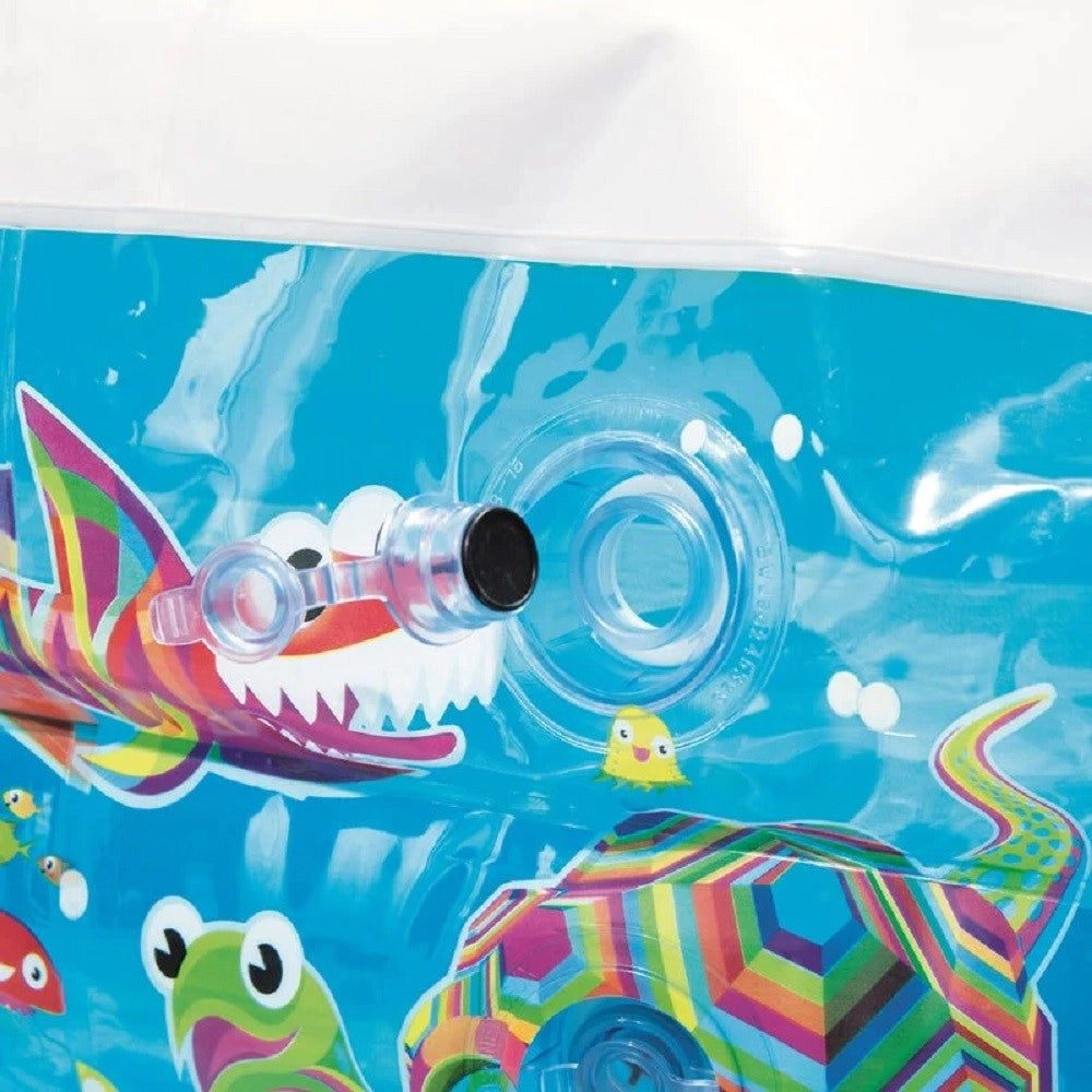 Trade Shop - Piscina Gonfiabile Family Rettangolare 3 Anelli Fantasia Pesci 229x152x56cm 54120 -