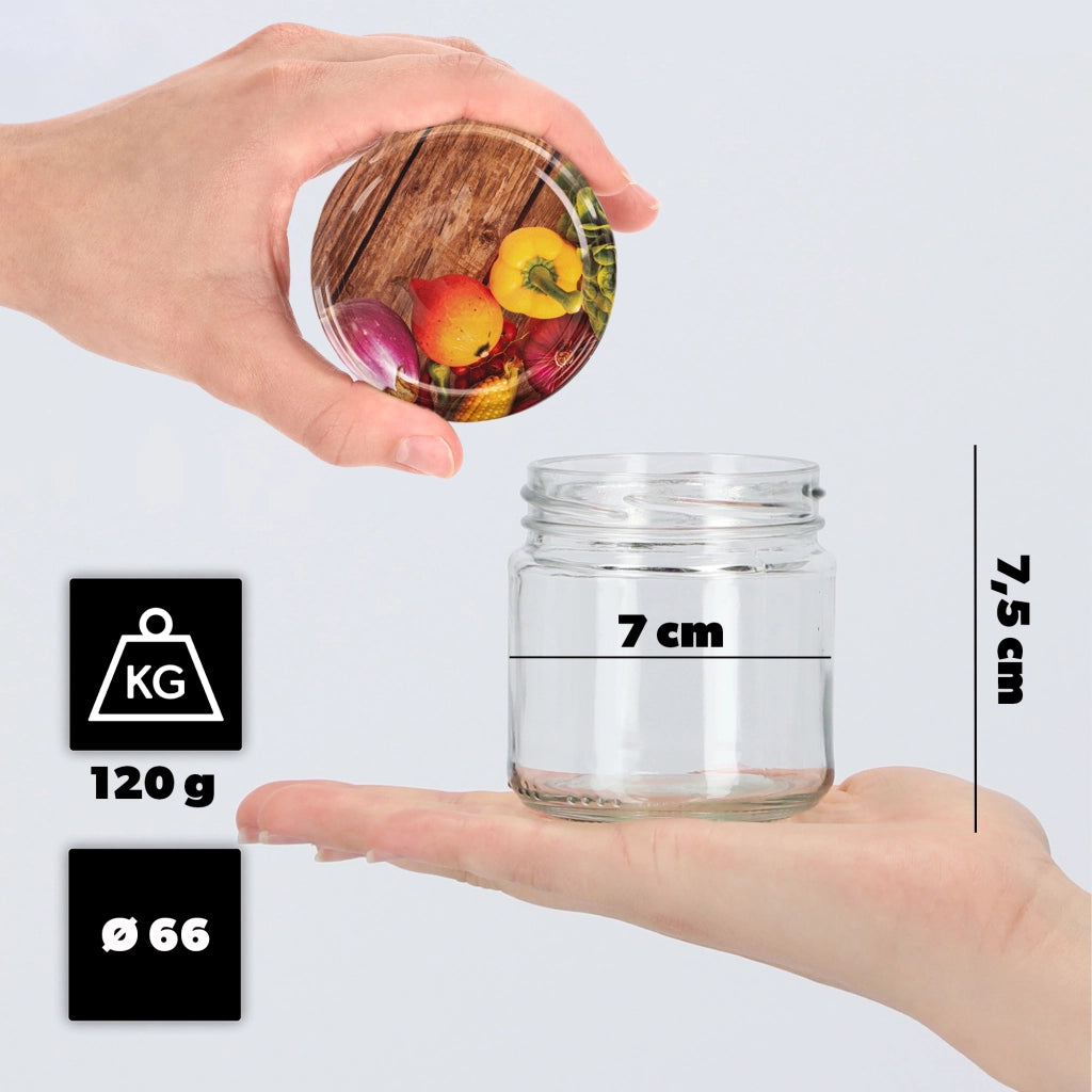 KADAX Barattoli per conserve Lerma 200ml 10 pezzi 66mm + coperchi "Pepe"
