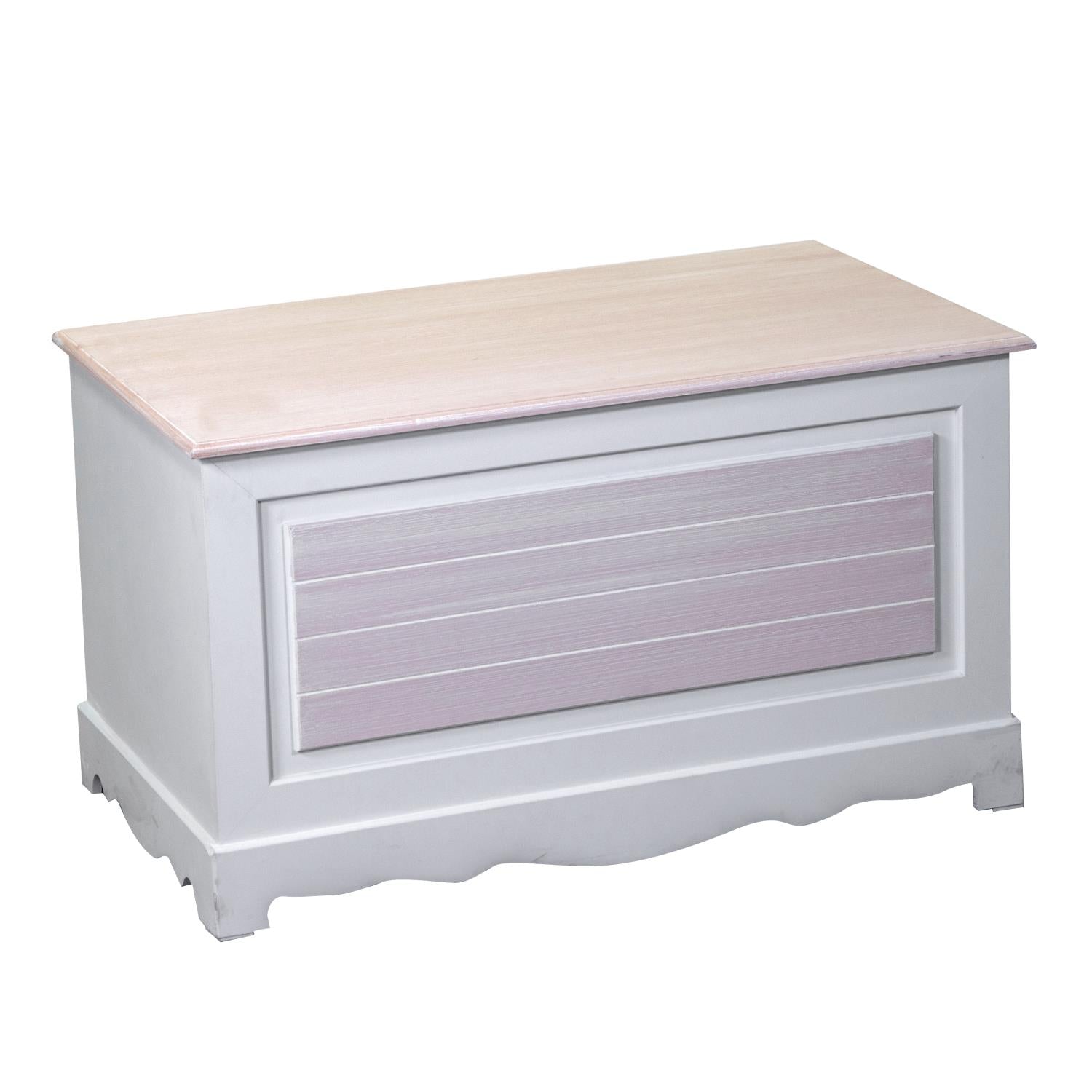 Baule Cassapanca Contenitore 80x45xh45 cm in Legno Crema