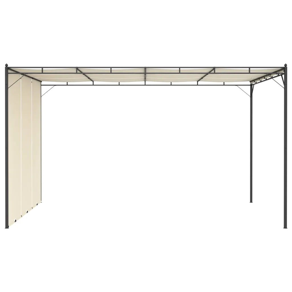 Gazebo da Giardino con Tenda Laterale 4x3x2,25 m Crema
