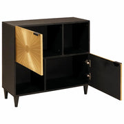 Mobile laterale | Tavolo laterale | Tavolino con lo scaffale Nero e Oro 80 x 33,5 x 75 cm