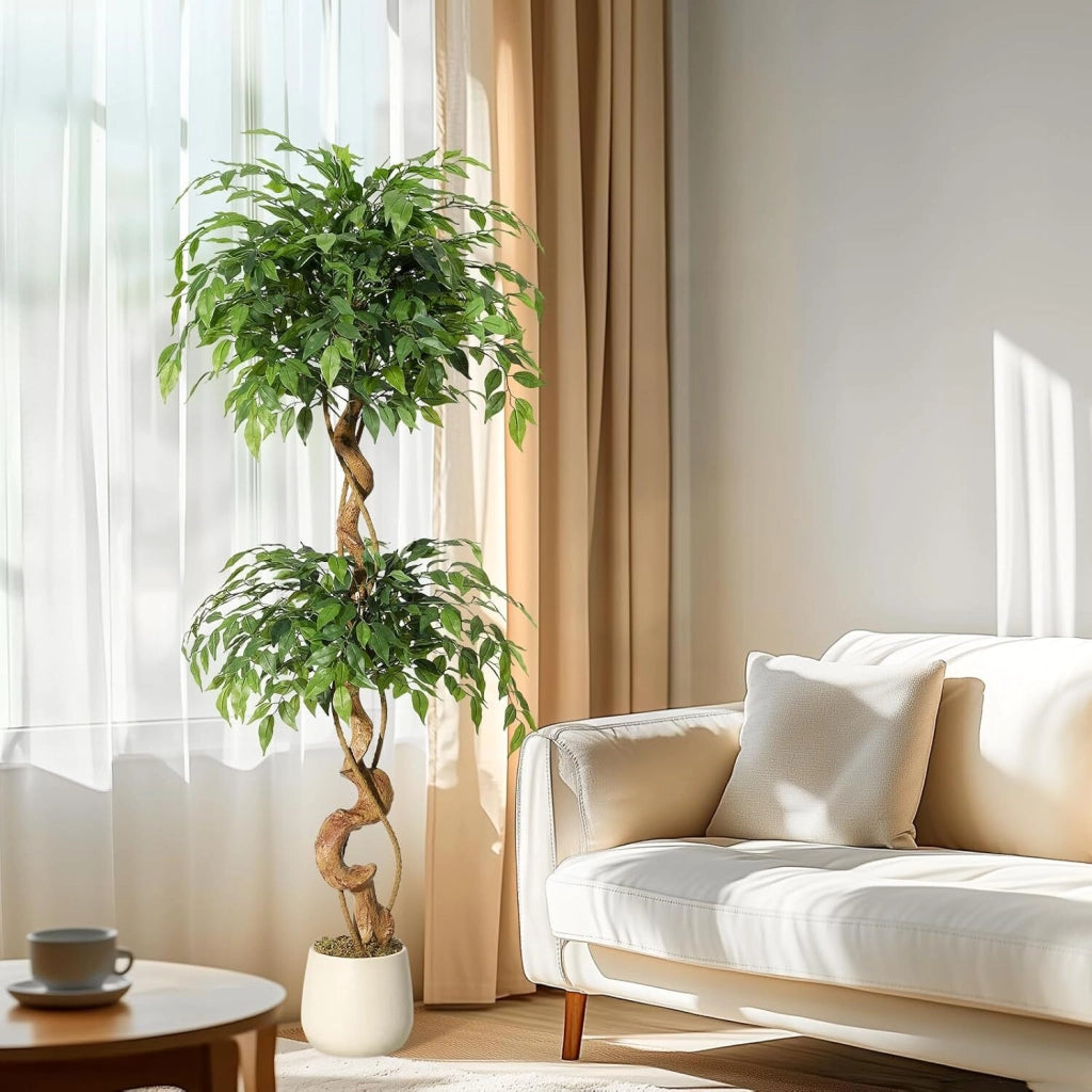 Ficus Artificiale 150 cm Grande Pianta Finta in Vaso per Interno ed Esterno