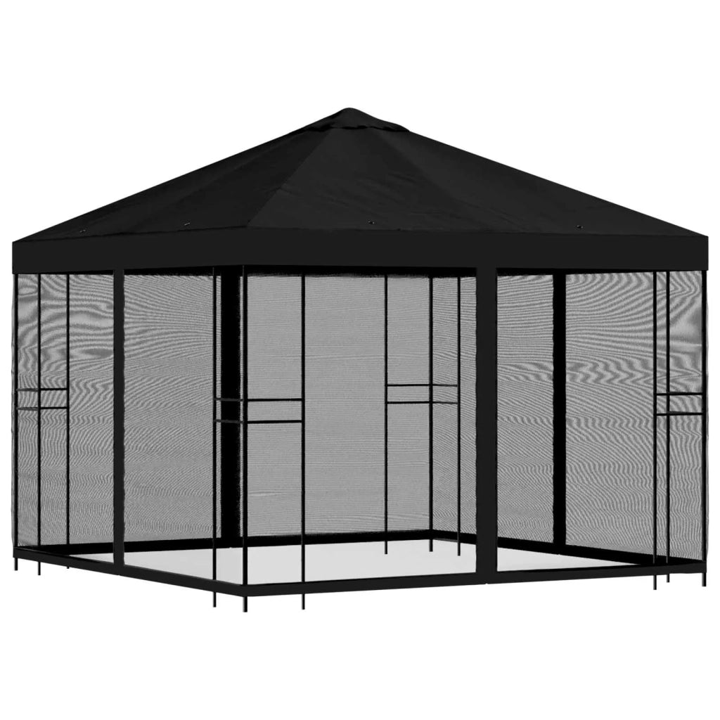 Gazebo da giardino con pareti laterali 3 x 3 m Nero 900346