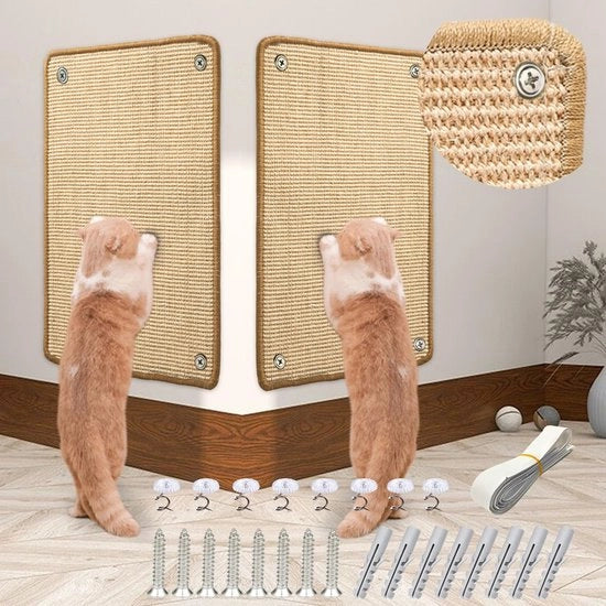 Kit di protezione per gatti 2 pezzi, tappeto anti graffio in sisal, protezione per gatti per divano, mobili, porta, 60 × 40 cm (beige)