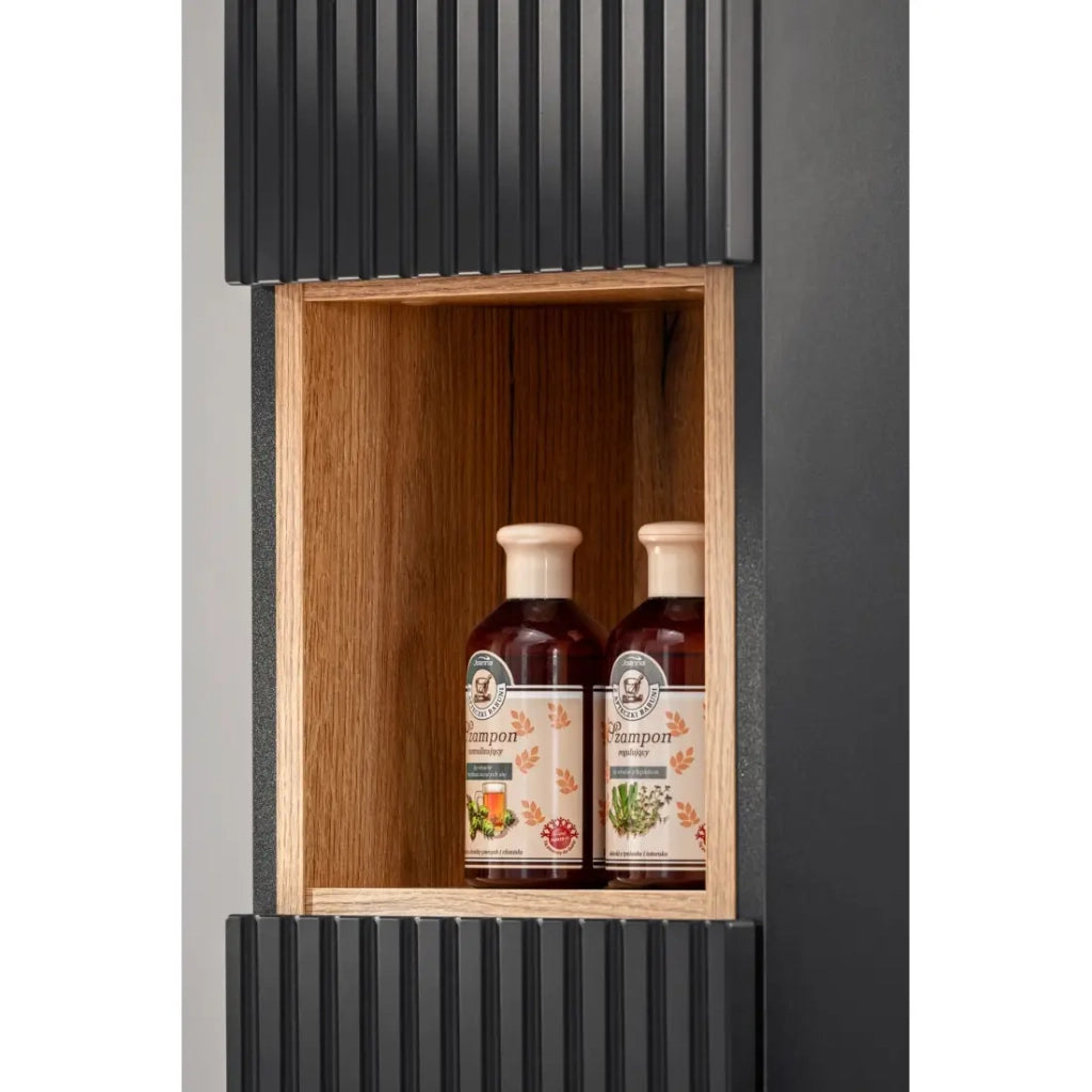 Cubo portaoggetti da bagno VANO - Aperto - Colore quercia - L26 × P27 × H21 cm - Da appendere