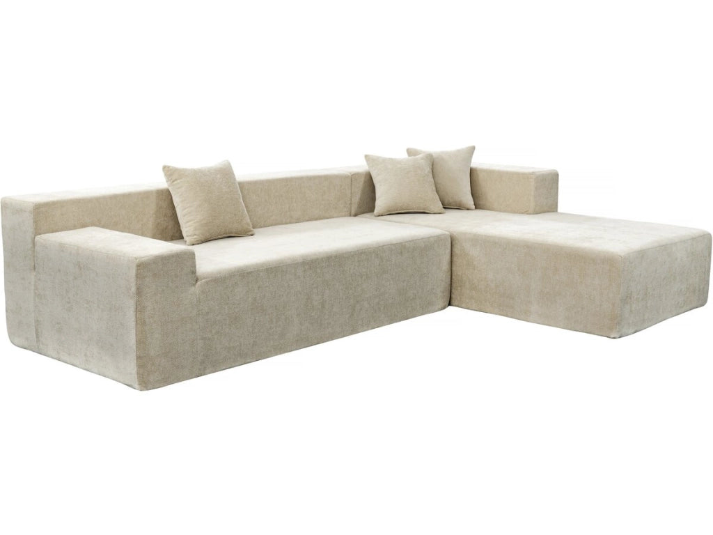 Divano angolare in tessuto testurizzato "Tessaro" - 4 posti - Beige