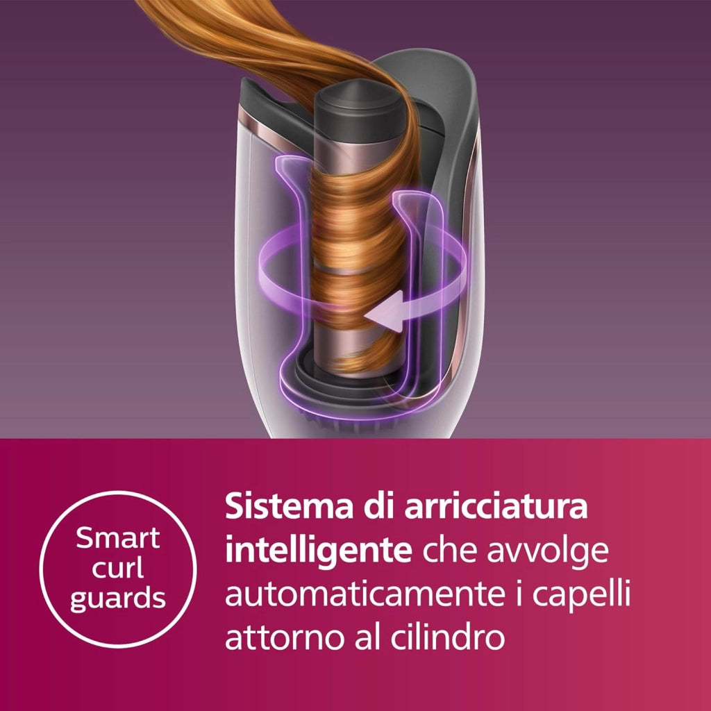 Auto Curler Serie 8000, arricciacapelli con tecnologia MoistureProtect, 27 diverse opzioni di styling, bianco, modello BHB878/00