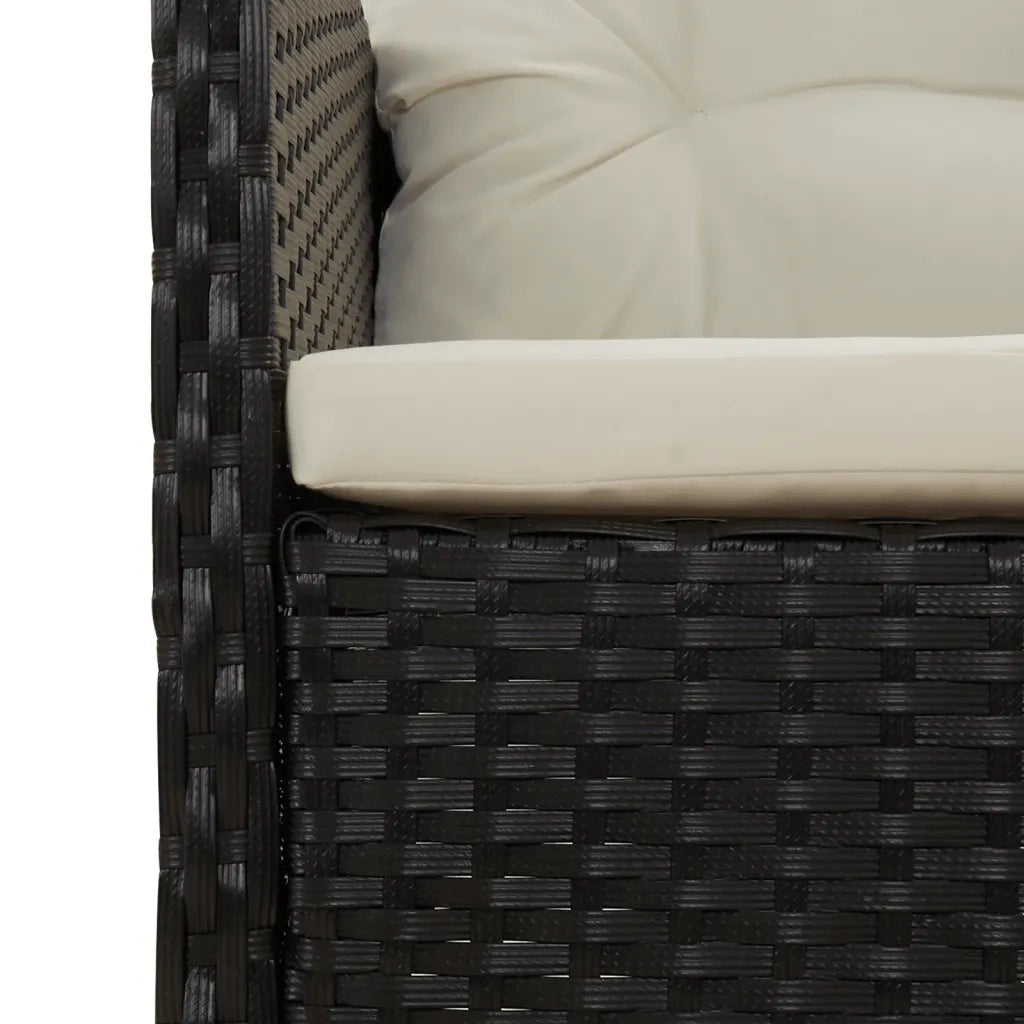 Set Divani da Giardino 5 pz | Set Salotto da Giardino con Cuscini Nero in Polyrattan