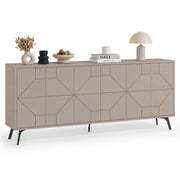 Madia con 6 Ante Credenza Design Geometrico Moderno in Legno 184x77 cm Tortora