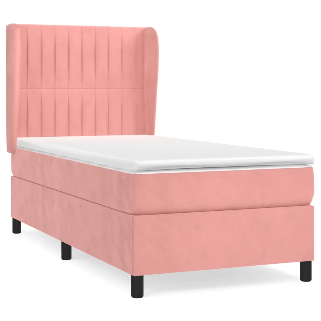Giroletto a Molle con Materasso Rosa 90x200 cm in Velluto 3129314