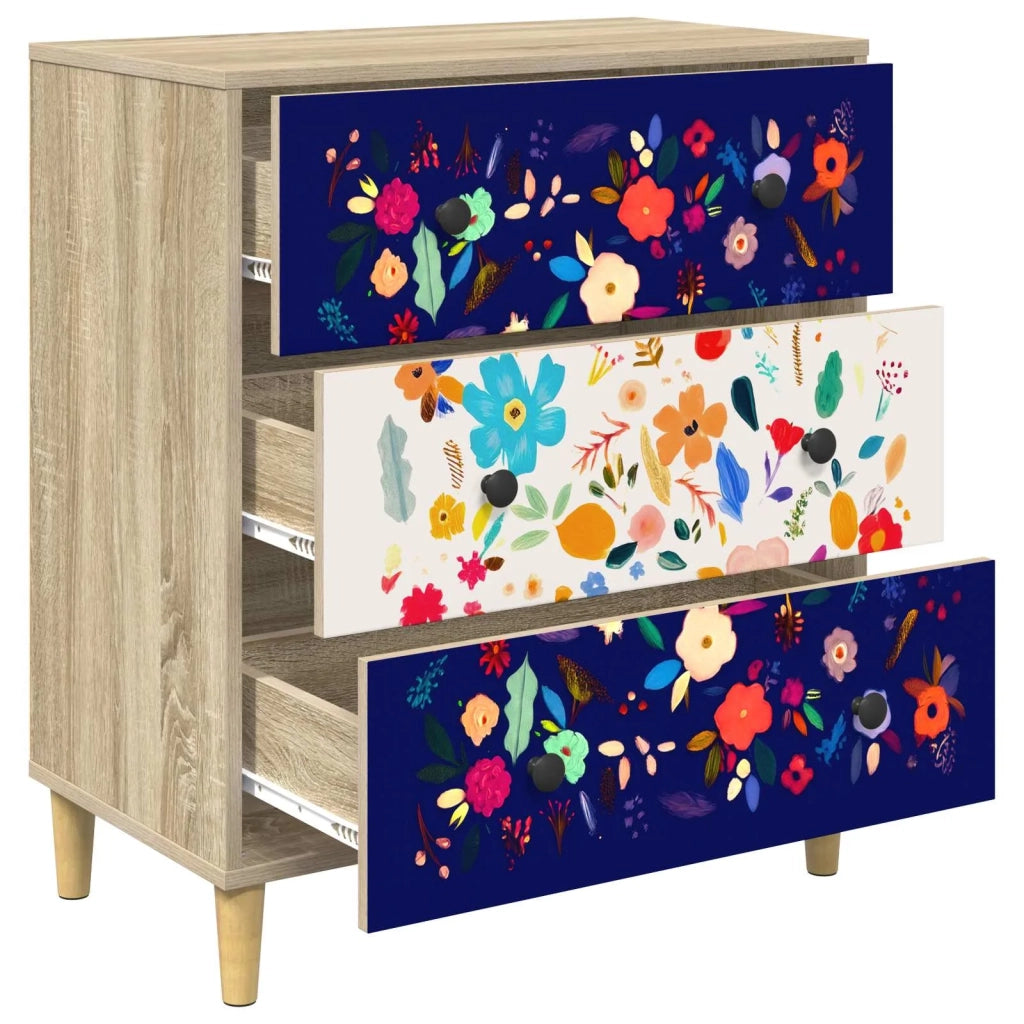 Cassettiera MAINZ Stampa floreale 66 x 36,5 x 75 cm Sonoma 8007364