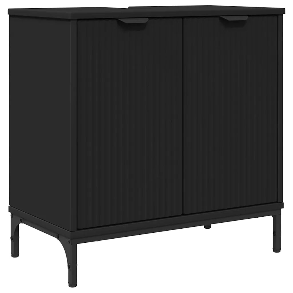 Armadio per Lavabo da Bagno con porta Nero 60,5 x 33,5 x 61 cm 883415