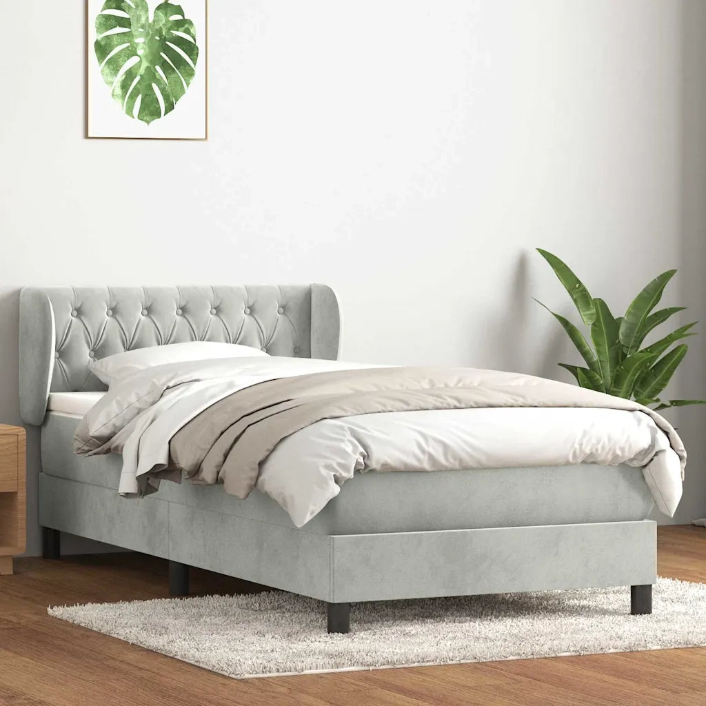vidaXL Giroletto a Molle con Materasso Grigio Chiaro 80x220 cm Velluto