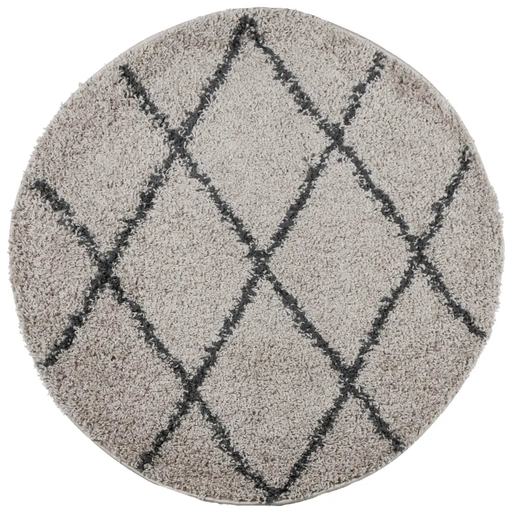 Tappeto Shaggy PAMPLONA a Pelo Lungo Beige e Antracite Ø 100 cm 375398