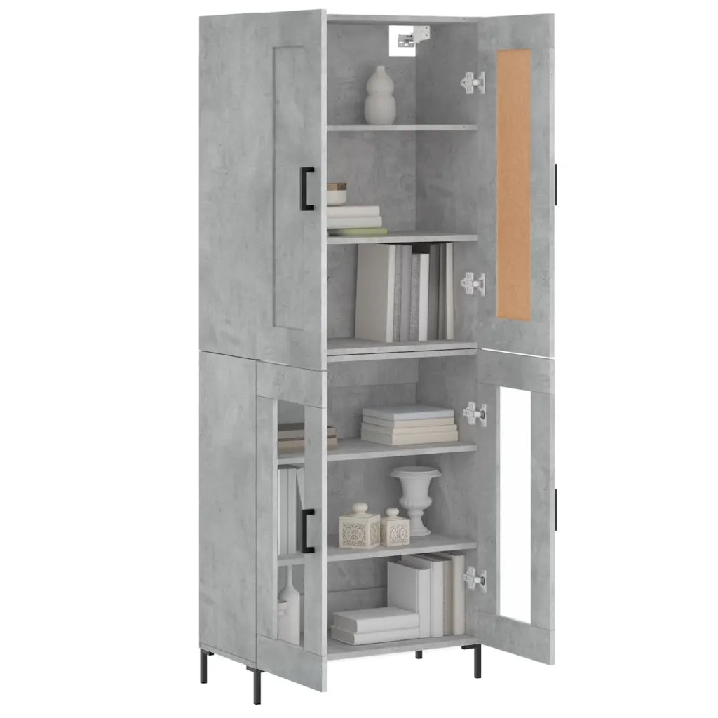 Credenza-Buffet-Armadio da cucina Grigio Cemento 69,5x34x180 cm in Legno Multistrato 863132