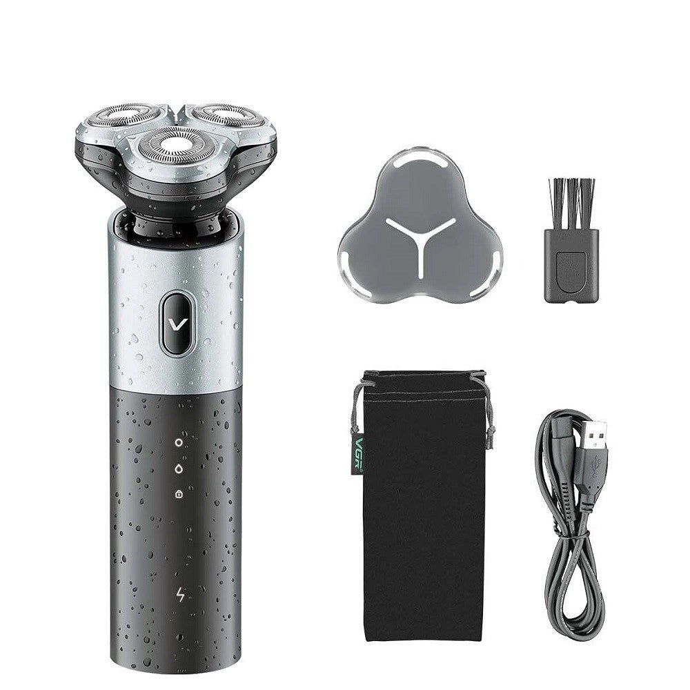 Trade Shop - Rasoio Elettrico 3 Teste Rotanti Barba Cordless Usb Rifinitore Impermeabile V343 -