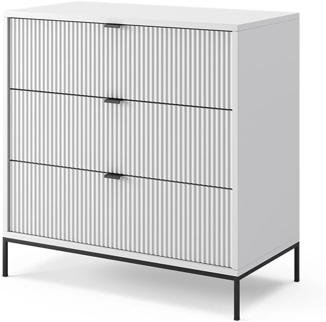 Cassettiera Eliza, Nero/quercia, 80 x 81.2 cm con 3 cassetti, per la conservazione e l’organizzazione in soggiorno o camera da letto