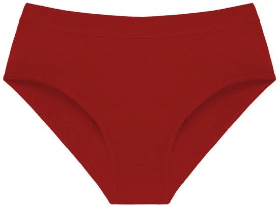 Confezione da 3 pezzi di intimo femminile, tessuto di cotone puro, impermeabile, protezione mestruale, lavabile, colore Rosso