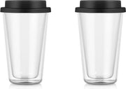 Tumbler da Viaggio a Doppia Parete 12oz in Vetro Resiopoli - Tumbler a Doppia Parete in Vetro - Bevande Calde