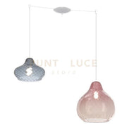 SOSPENSIONE BIANCO 2 LUCI SPOSTABILE VETRI (1 PICCOLO ZA + 1 GRANDE RU) 1191BI-S2 S MIX-ZR