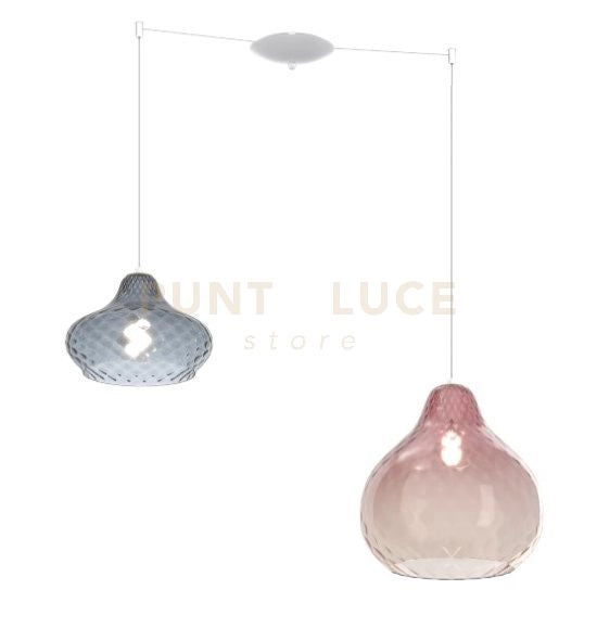 SOSPENSIONE BIANCO 2 LUCI SPOSTABILE VETRI (1 PICCOLO ZA + 1 GRANDE RU) 1191BI-S2 S MIX-ZR